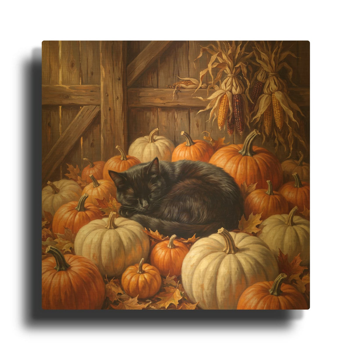 'Pumpkin Nap' By Veve Gold Metal Wall Art