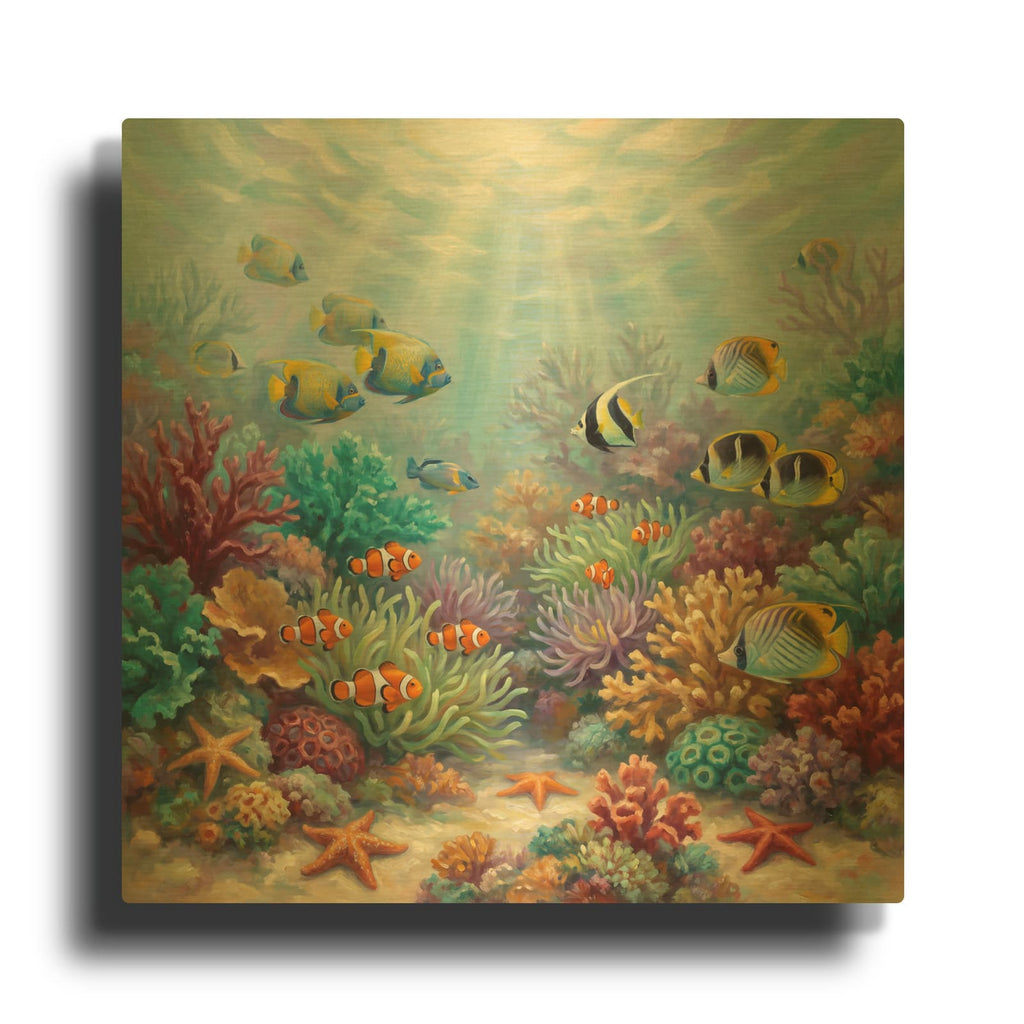 'Rainbow Reef Paradise' By Veve Gold Metal Wall Art
