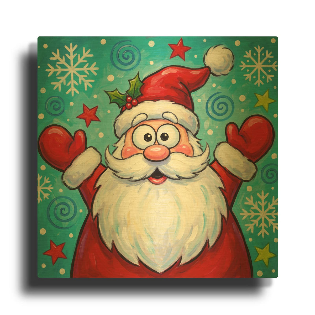 'Santa's Christmas Cheer' By Veve Gold Metal Wall Art