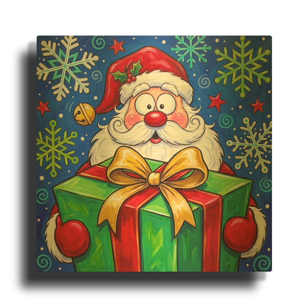 'Santa's Christmas Surprise' By Veve Gold Metal Wall Art
