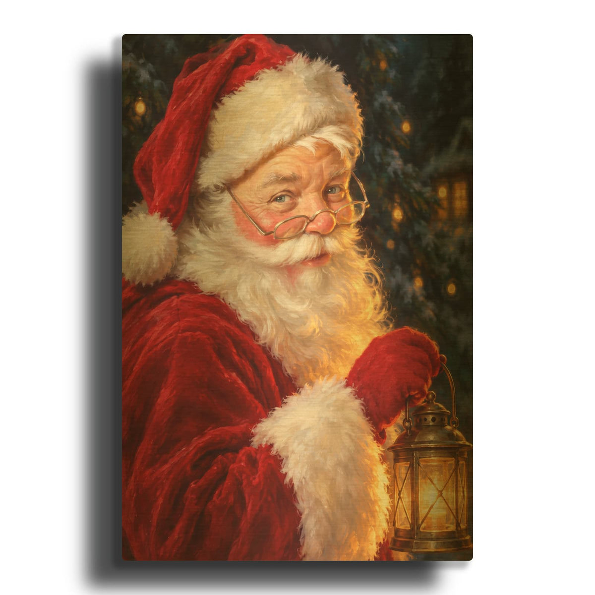 'Santa’s Christmas Eve Glow' By Veve Gold Metal Wall Art