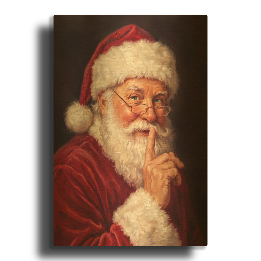 'Santa’s Christmas Secret' By Veve Gold Metal Wall Art