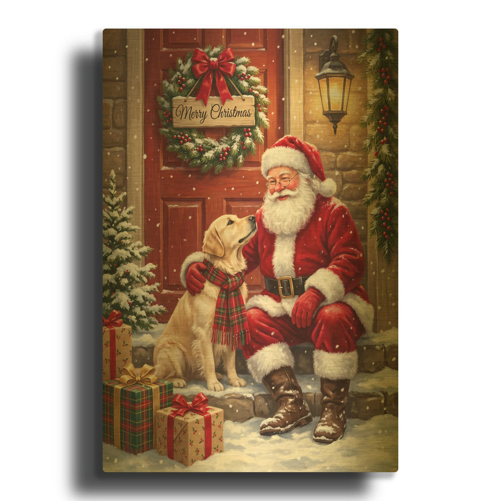 'Santa’s Faithful Friend' By Veve Gold Metal Wall Art