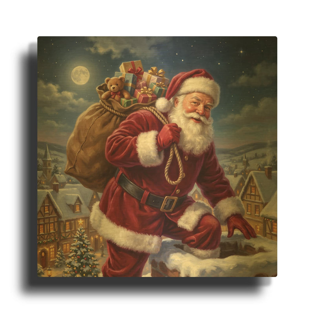 'Santa’s Midnight Delivery' By Veve Gold Metal Wall Art