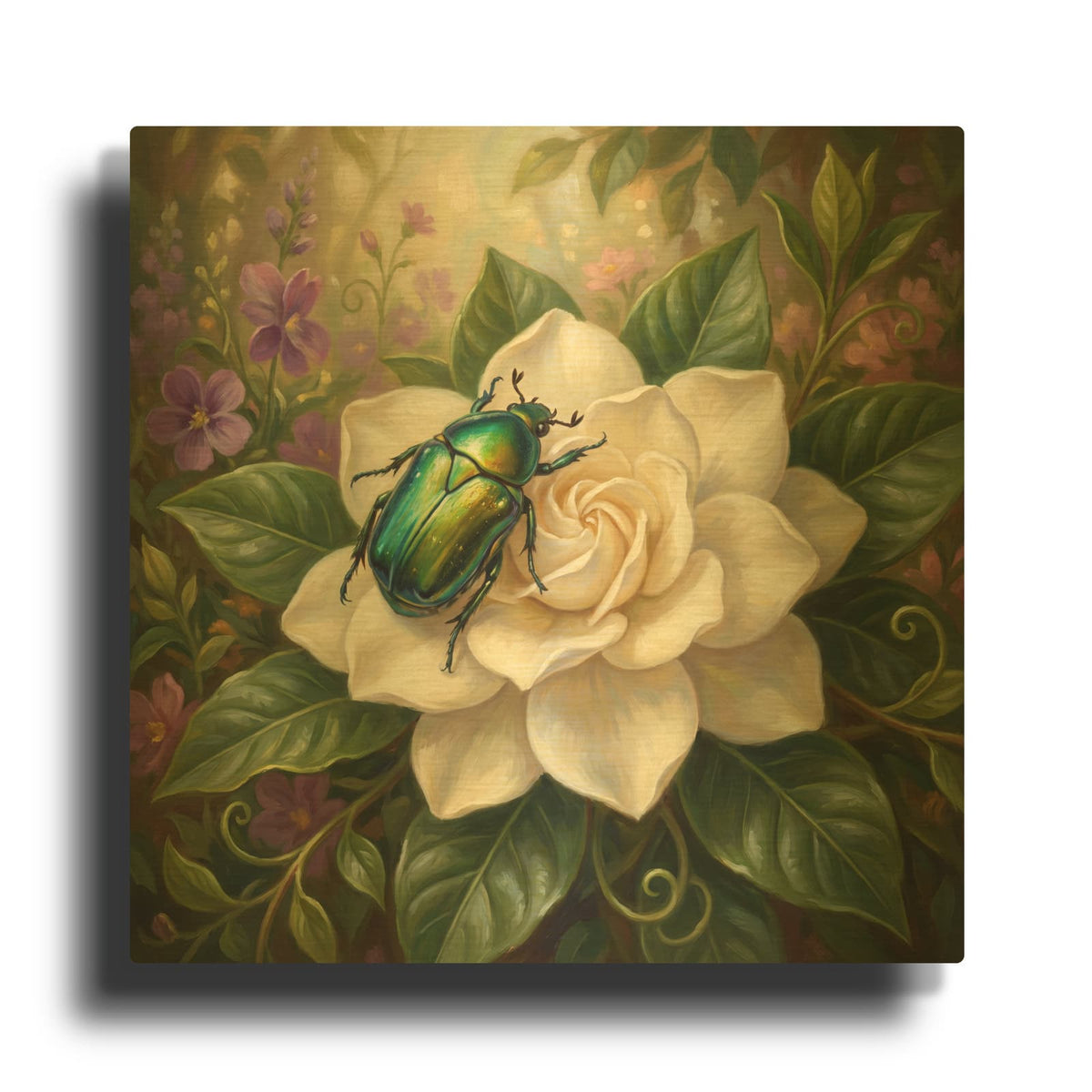 'Scarab and Gardenia' By Veve Gold Metal Wall Art
