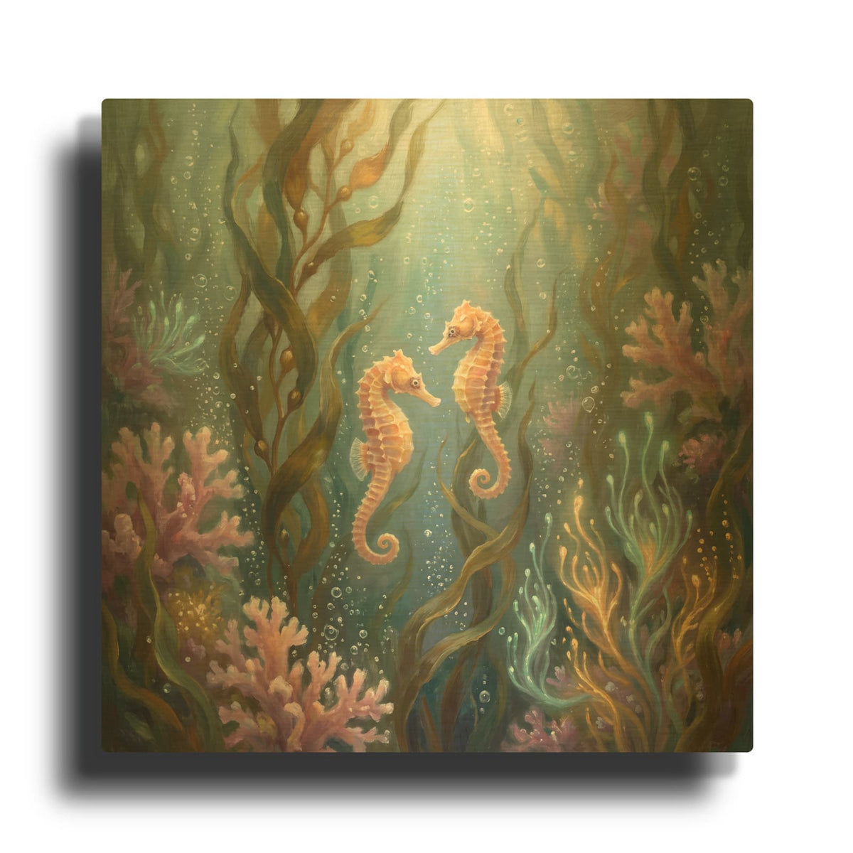 'Seahorse Sweethearts' By Veve Gold Metal Wall Art