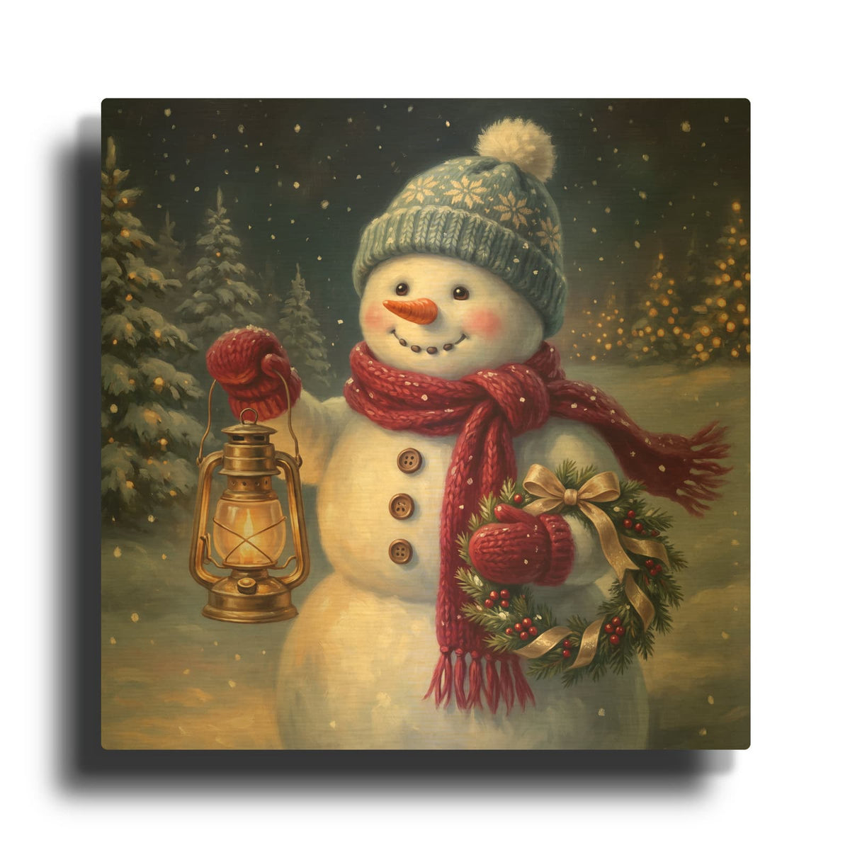 'Snowman's Winter Wonderland' By Veve Gold Metal Wall Art