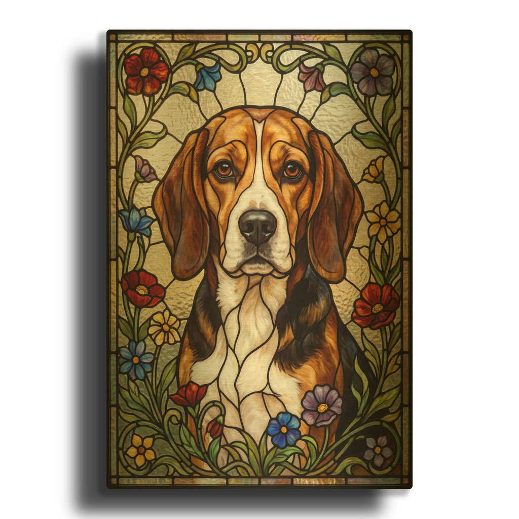 'Stained Glass Style Beagle' By Veve Gold Metal Wall Art