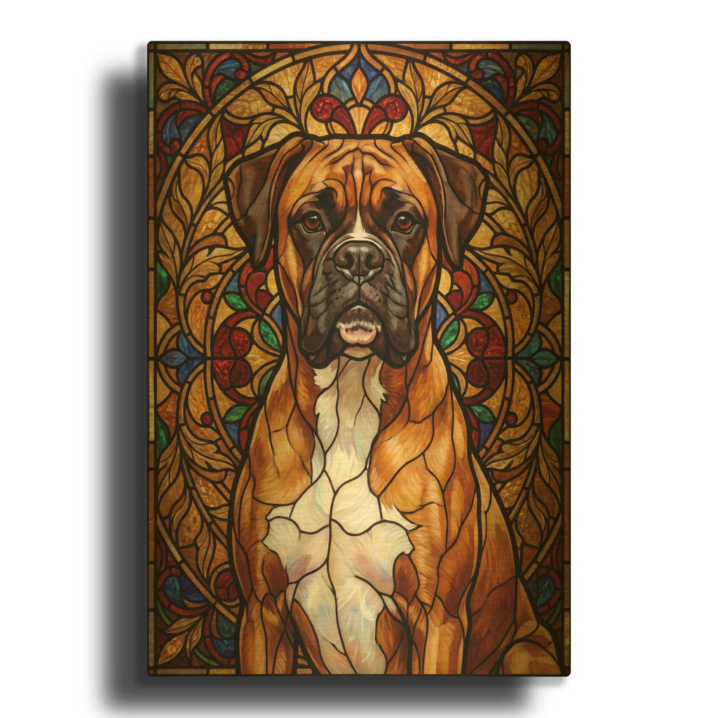 'Stained Glass Style Boxer' By Veve Gold Metal Wall Art