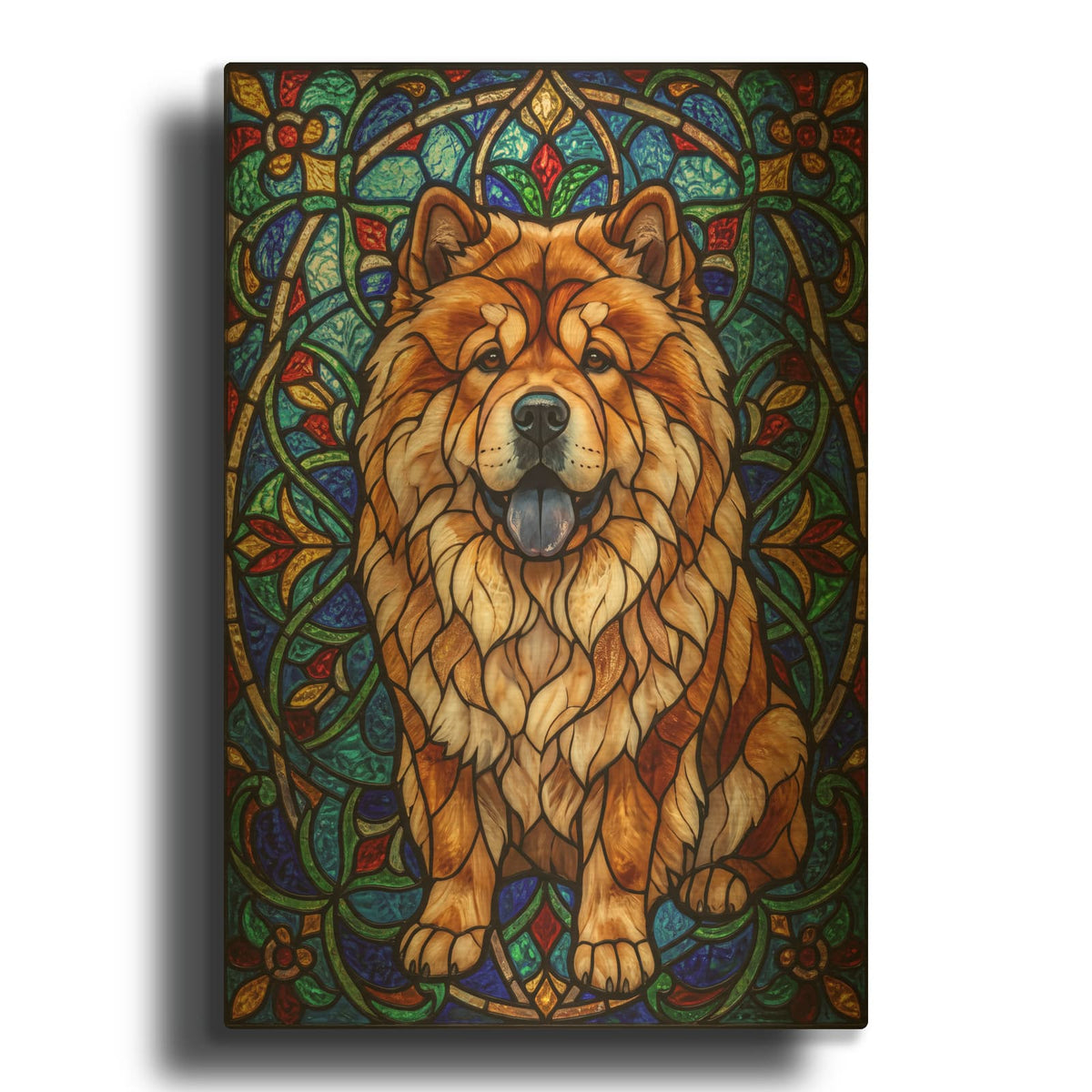 'Stained Glass Style Chow' By Veve Gold Metal Wall Art