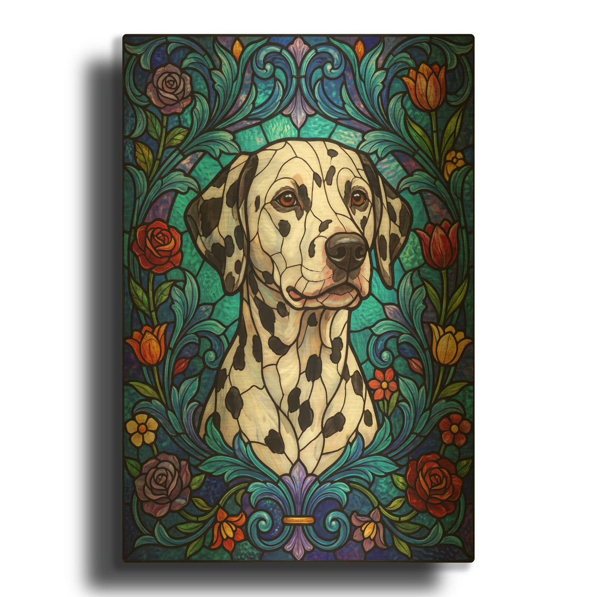 'Stained Glass Style Dalmatian' By Veve Gold Metal Wall Art