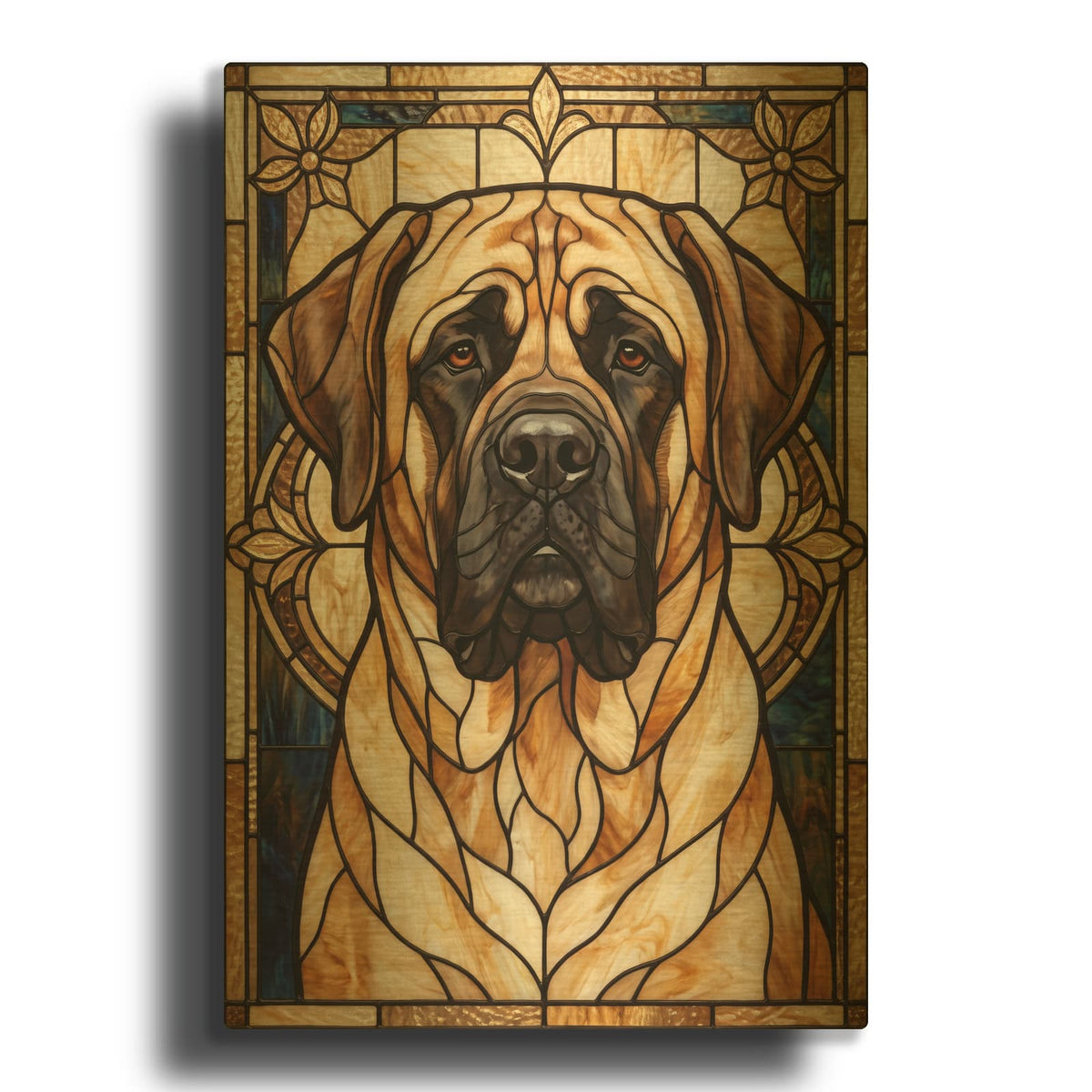 'Stained Glass Style English Mastiff' By Veve Gold Metal Wall Art