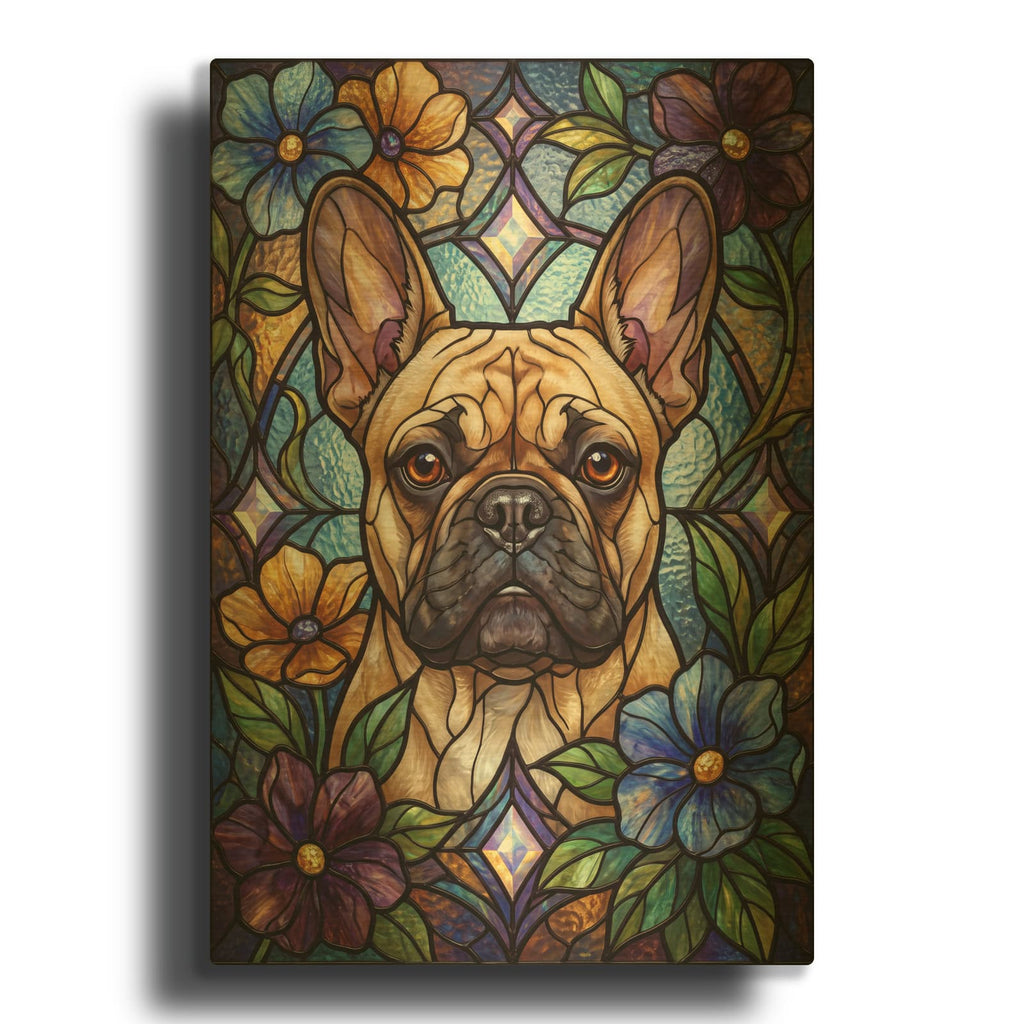 'Stained Glass Style French Bulldog' By Veve Gold Metal Wall Art