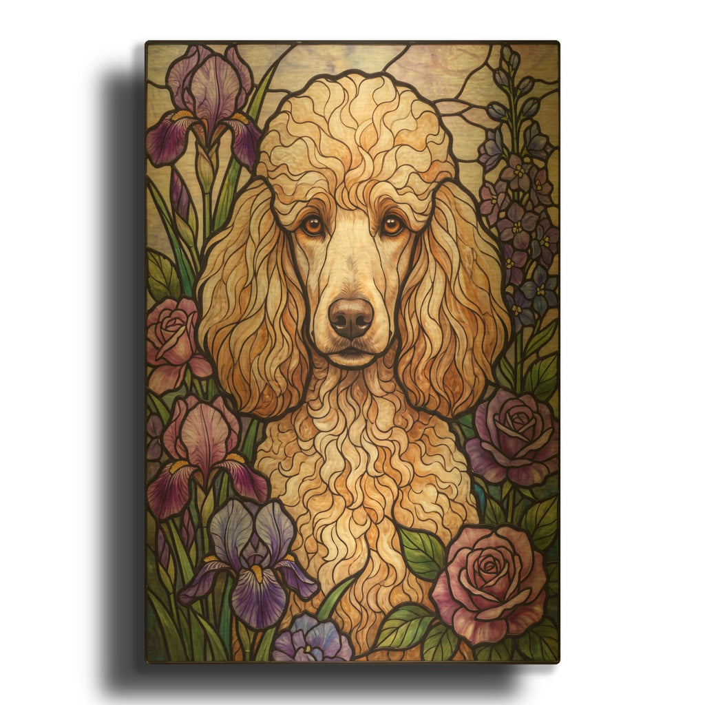 'Stained Glass Style Poodle' By Veve Gold Metal Wall Art