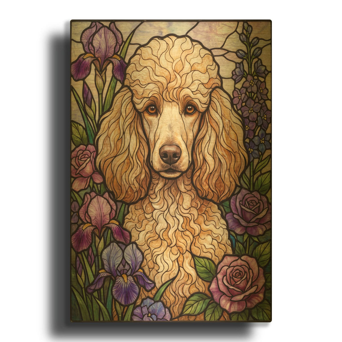 'Stained Glass Style Poodle' By Veve Gold Metal Wall Art