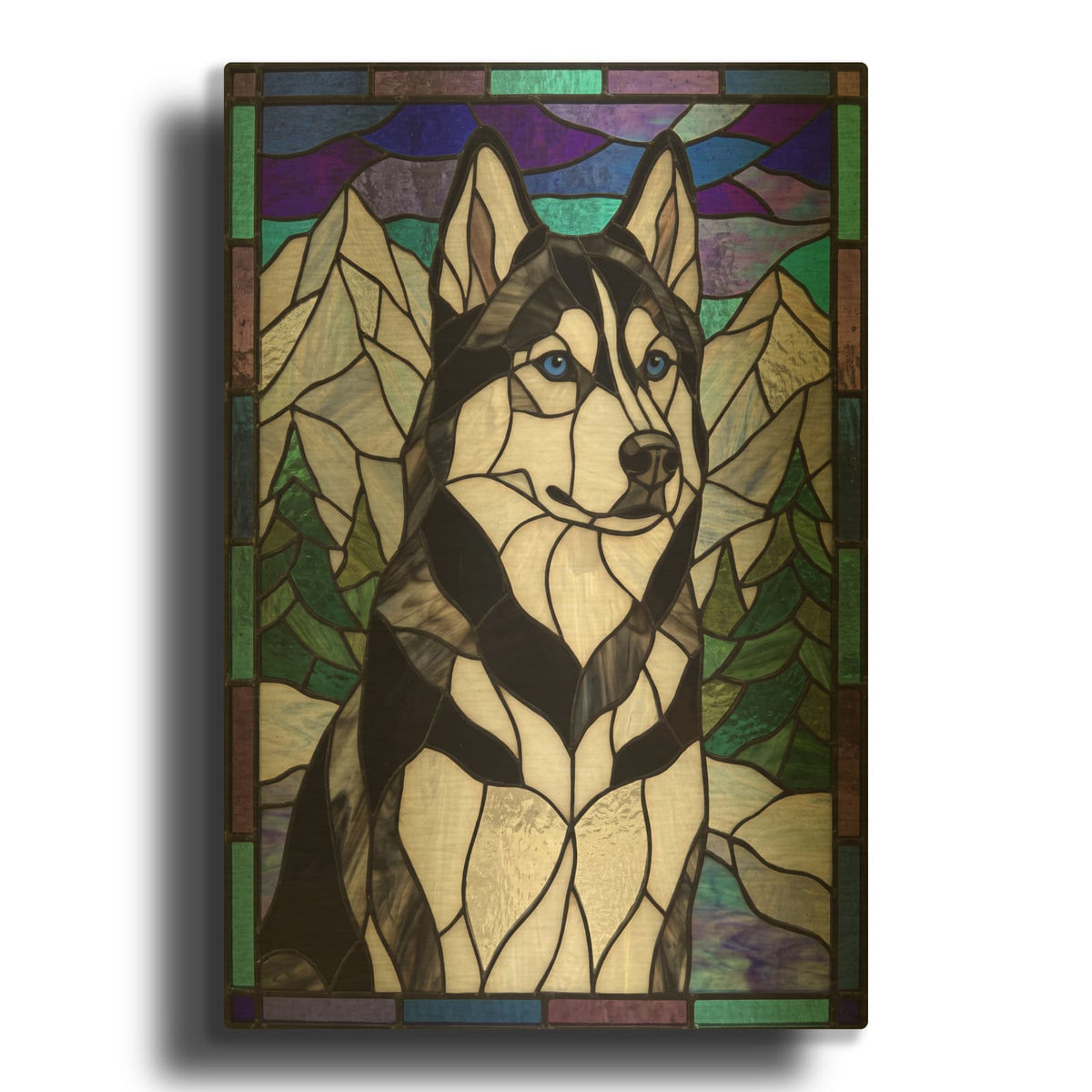 'Stained Glass Style Siberian Husky' By Veve Gold Metal Wall Art