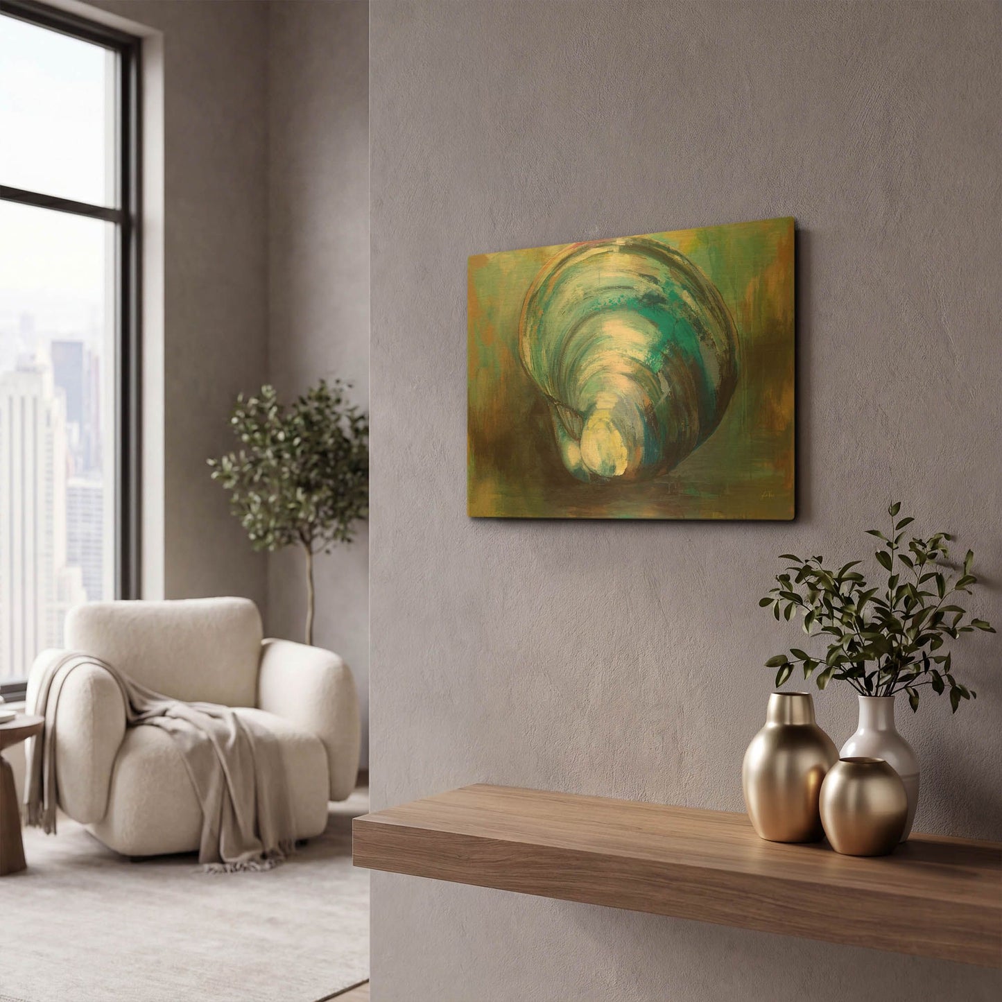 'Solo Quahog' By Jeanette Vertentes Gold Metal Wall Art