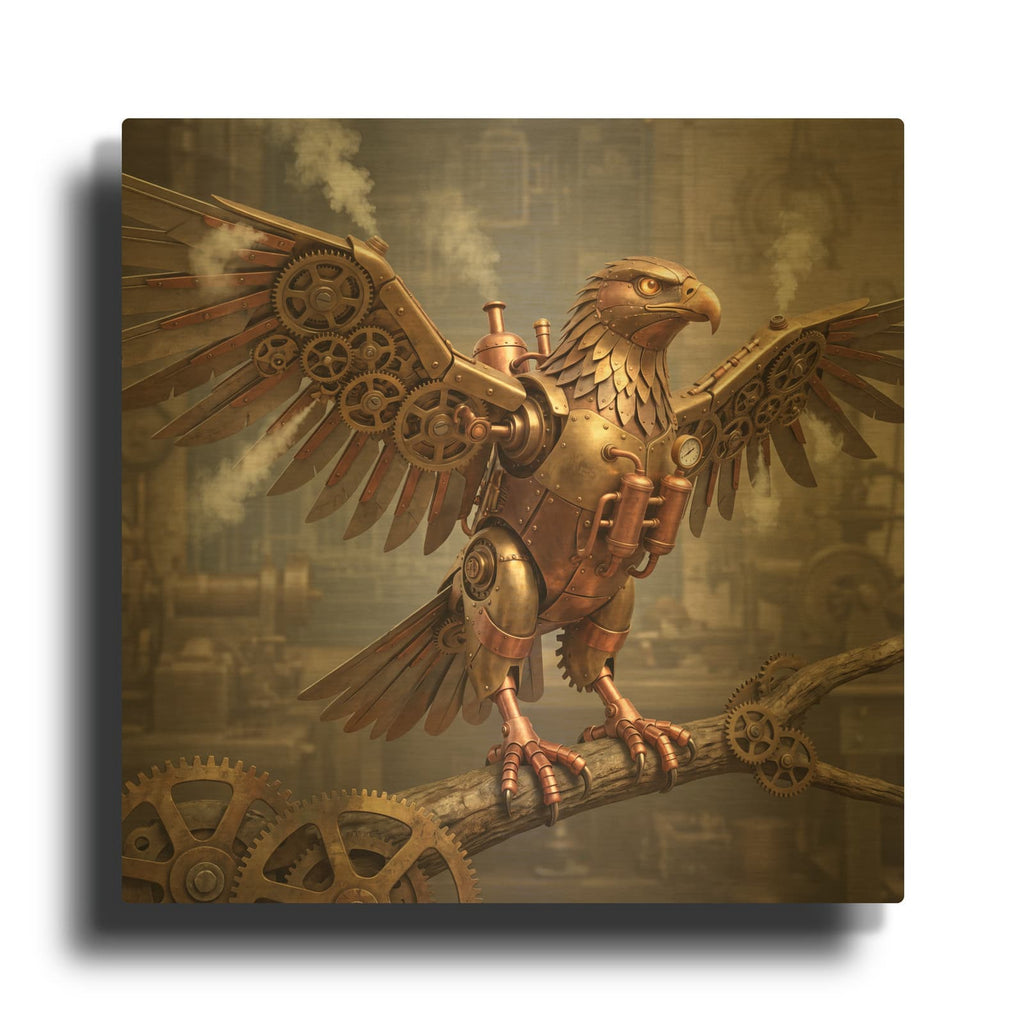 'Steampunk Eagle' By Veve Gold Metal Wall Art