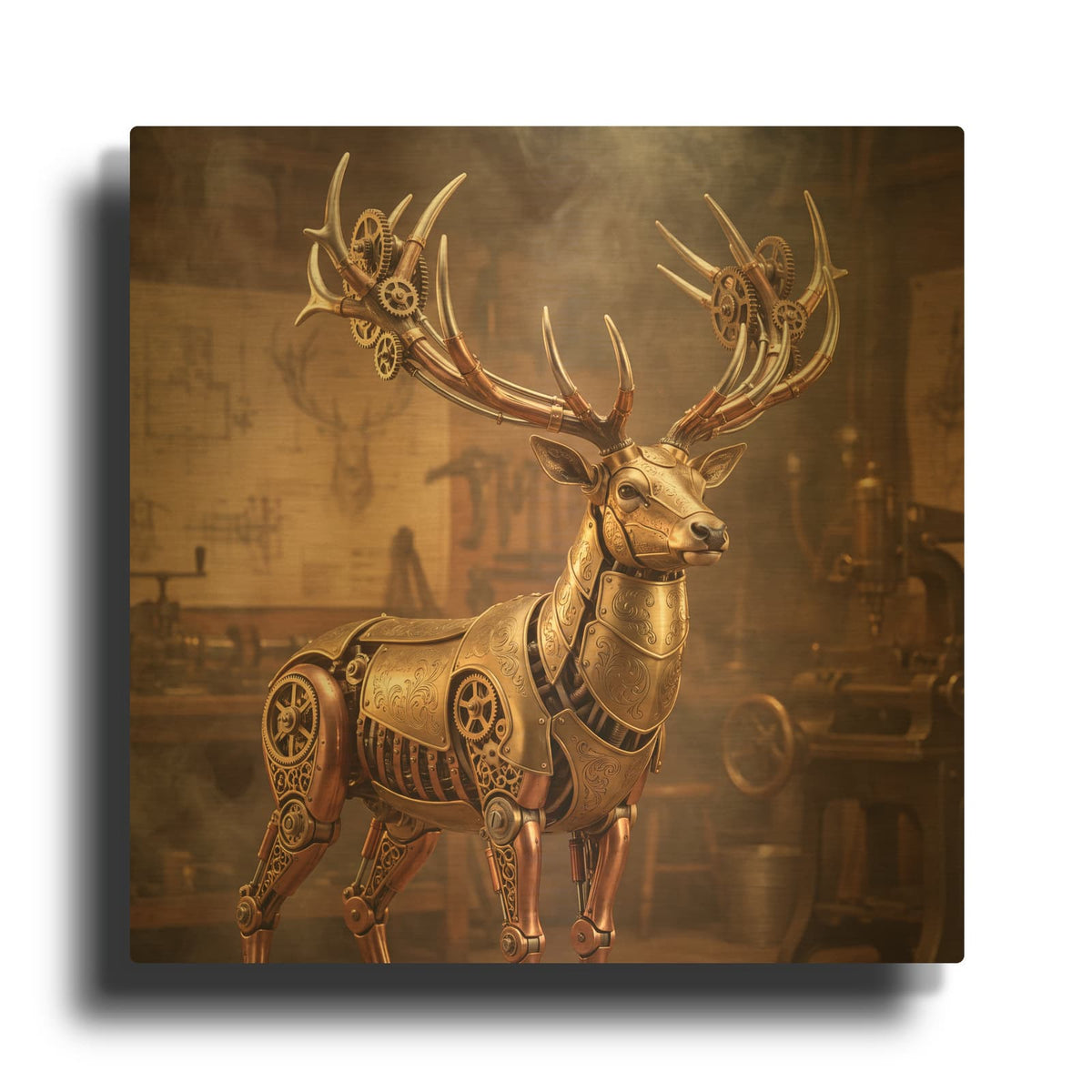 'Steampunk Golden Antler' By Veve Gold Metal Wall Art