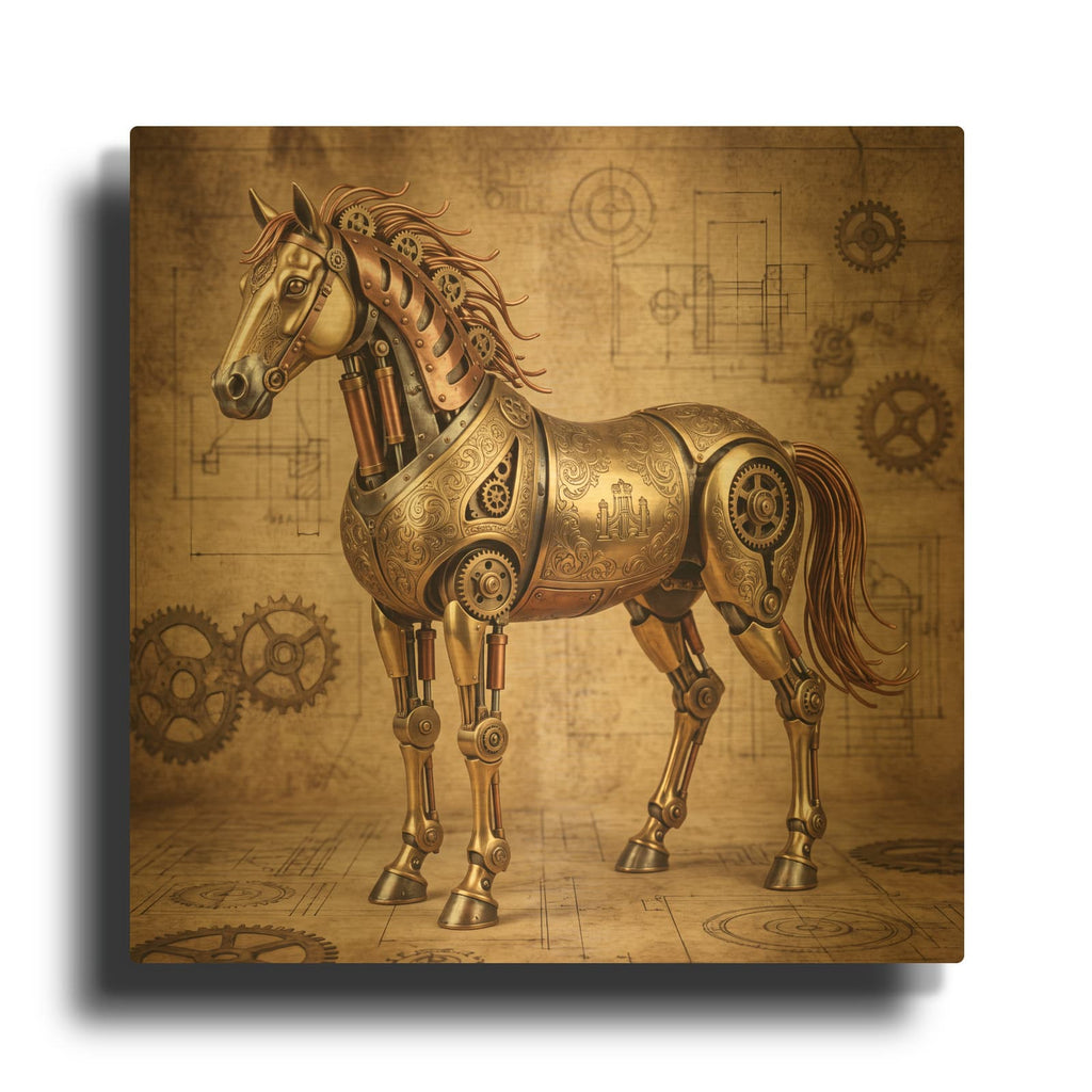 'Steampunk Horse' By Veve Gold Metal Wall Art