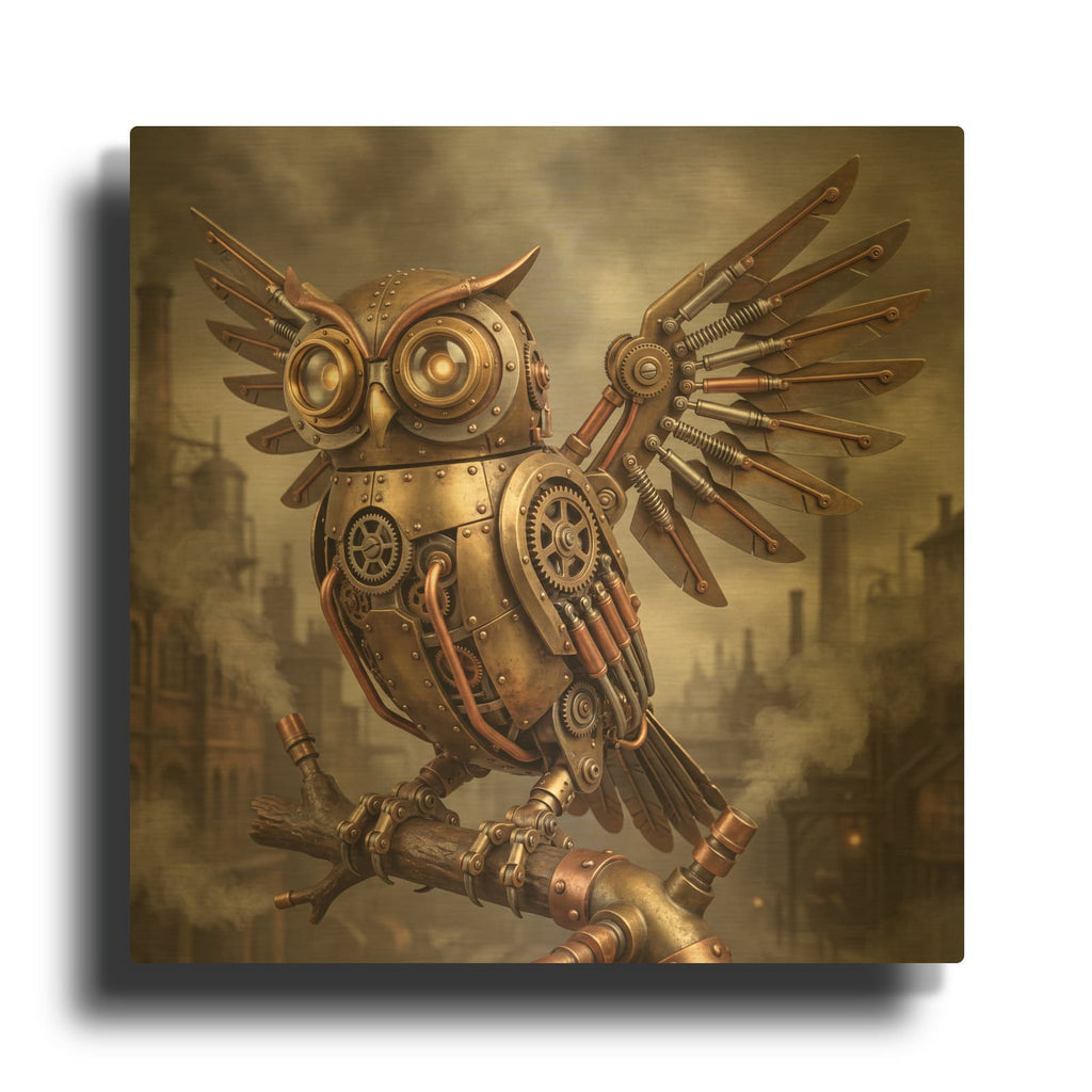 'Steampunk Owl' By Veve Gold Metal Wall Art