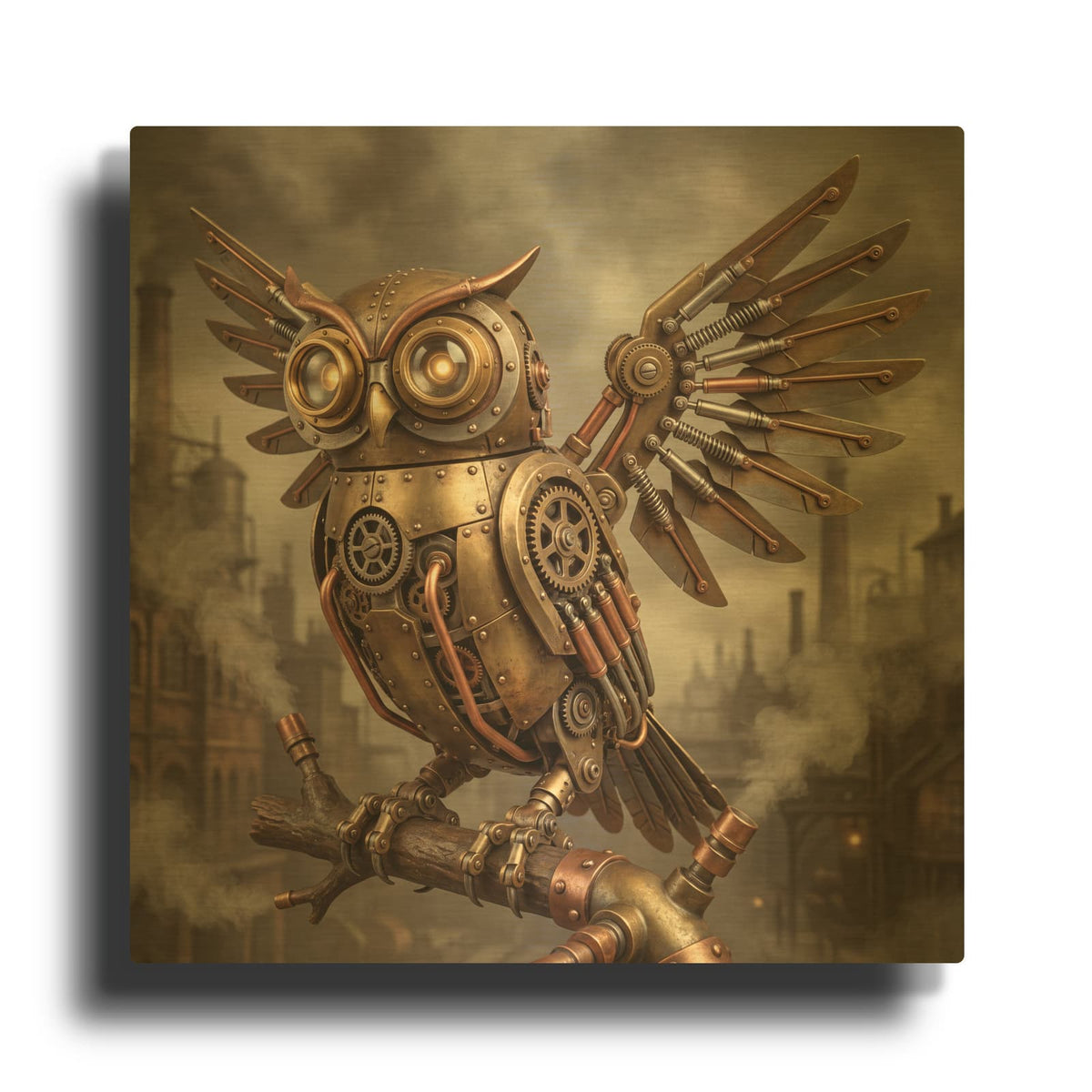'Steampunk Owl' By Veve Gold Metal Wall Art