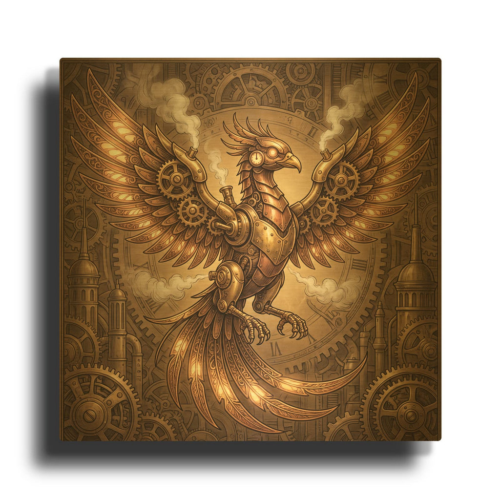 'Steampunk Phoenix' By Veve Gold Metal Wall Art