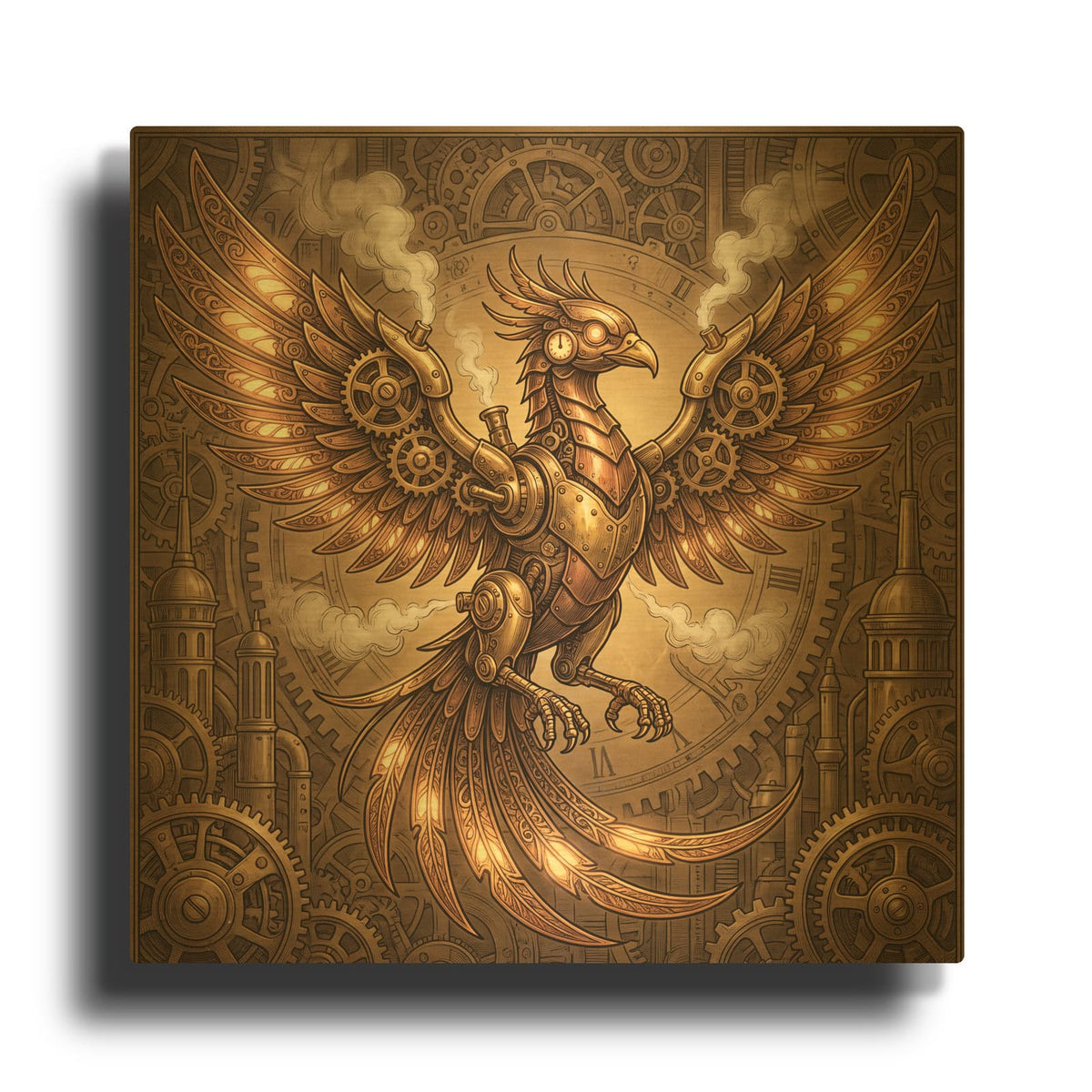 'Steampunk Phoenix' By Veve Gold Metal Wall Art