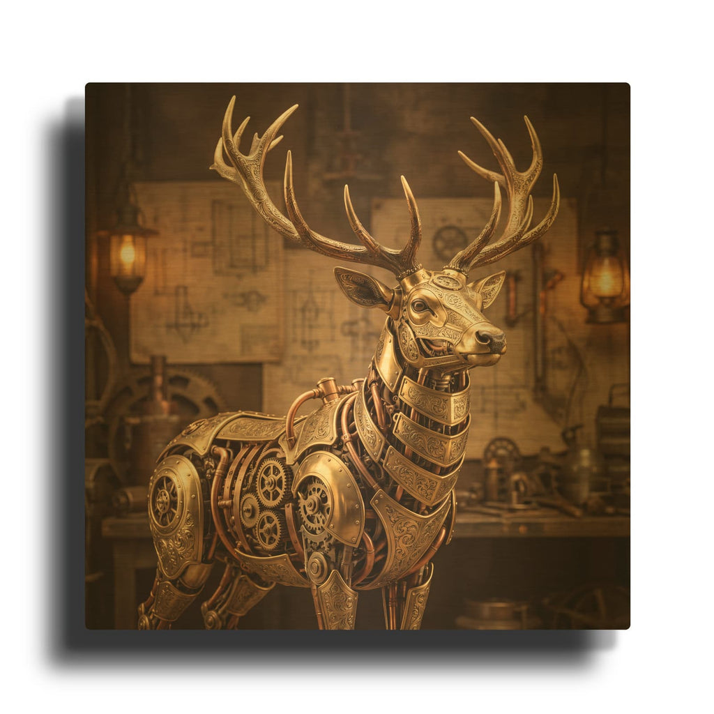 'Steampunk Stag' By Veve Gold Metal Wall Art