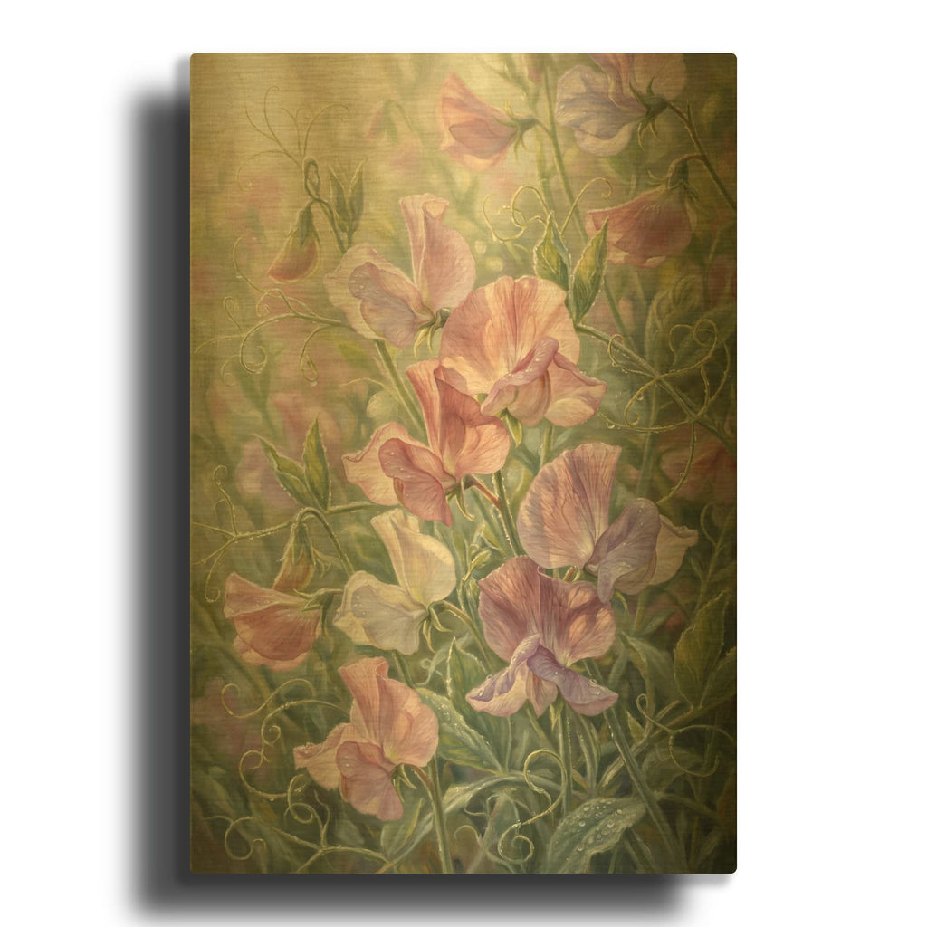 'Sweet Pea Reverie' By Veve Gold Metal Wall Art