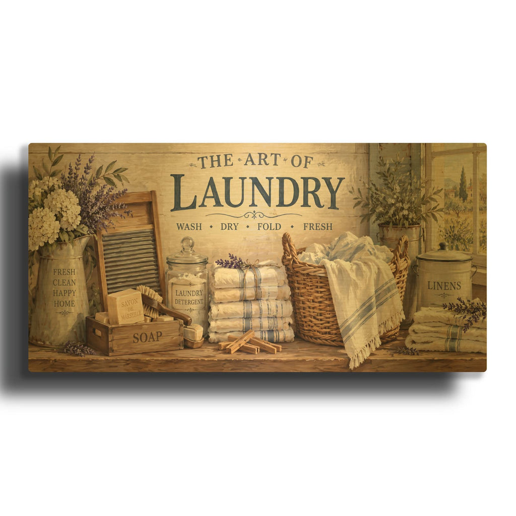 'The Art of Laundry' By Veve Gold Metal Wall Art