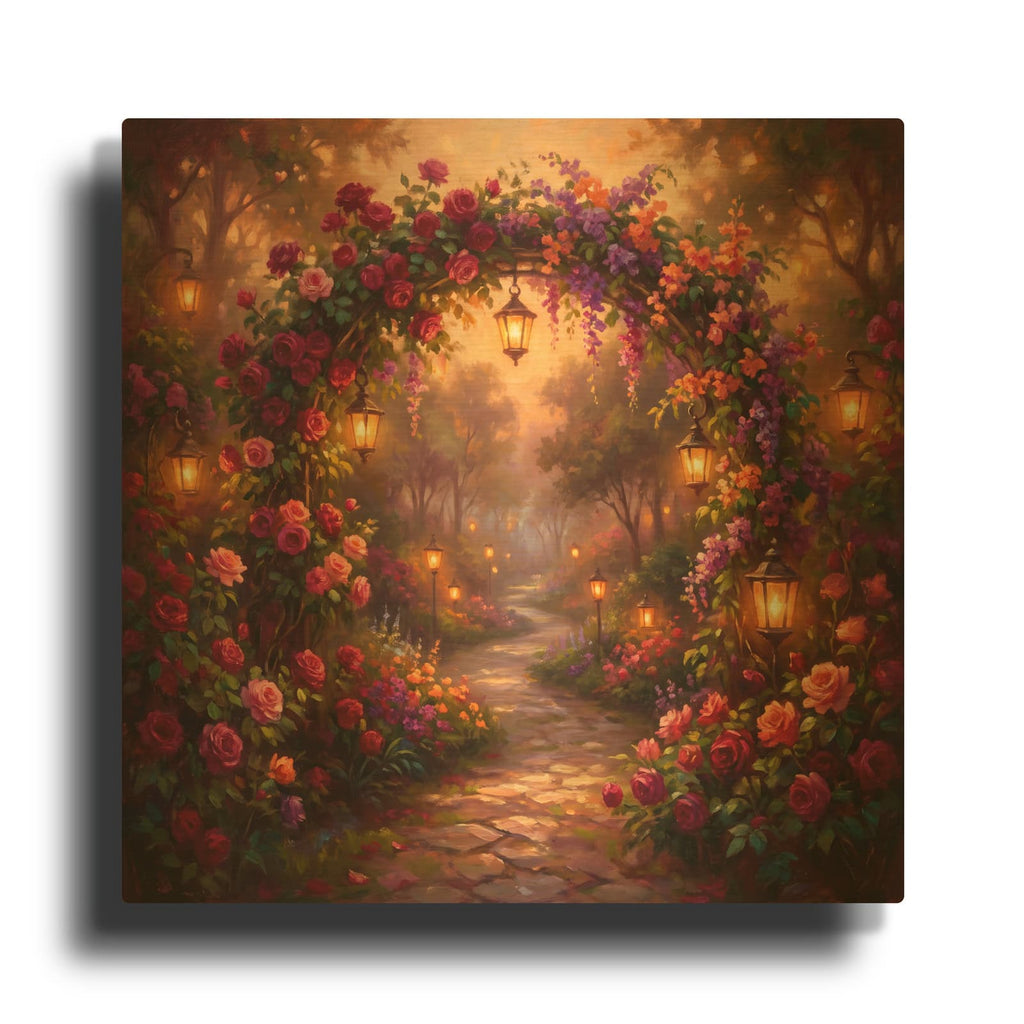 'The Enchanted Rose Arch' By Veve Gold Metal Wall Art