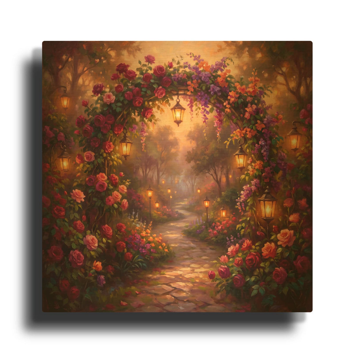 'The Enchanted Rose Arch' By Veve Gold Metal Wall Art