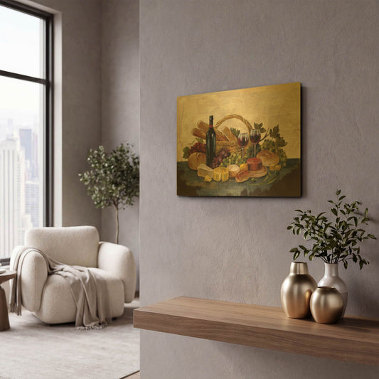 'Tuscan Evening Wine' By Silvia Vassileva Gold Metal Wall Art