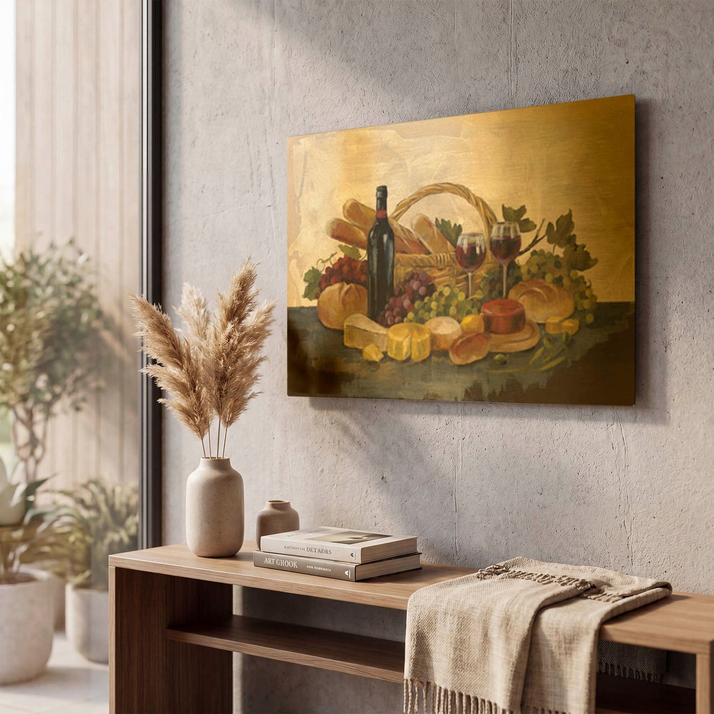 'Tuscan Evening Wine' By Silvia Vassileva Gold Metal Wall Art