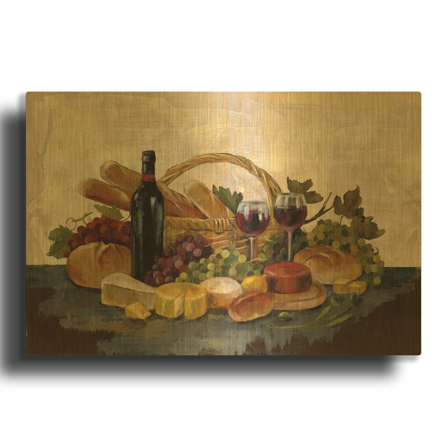 'Tuscan Evening Wine' By Silvia Vassileva Gold Metal Wall Art
