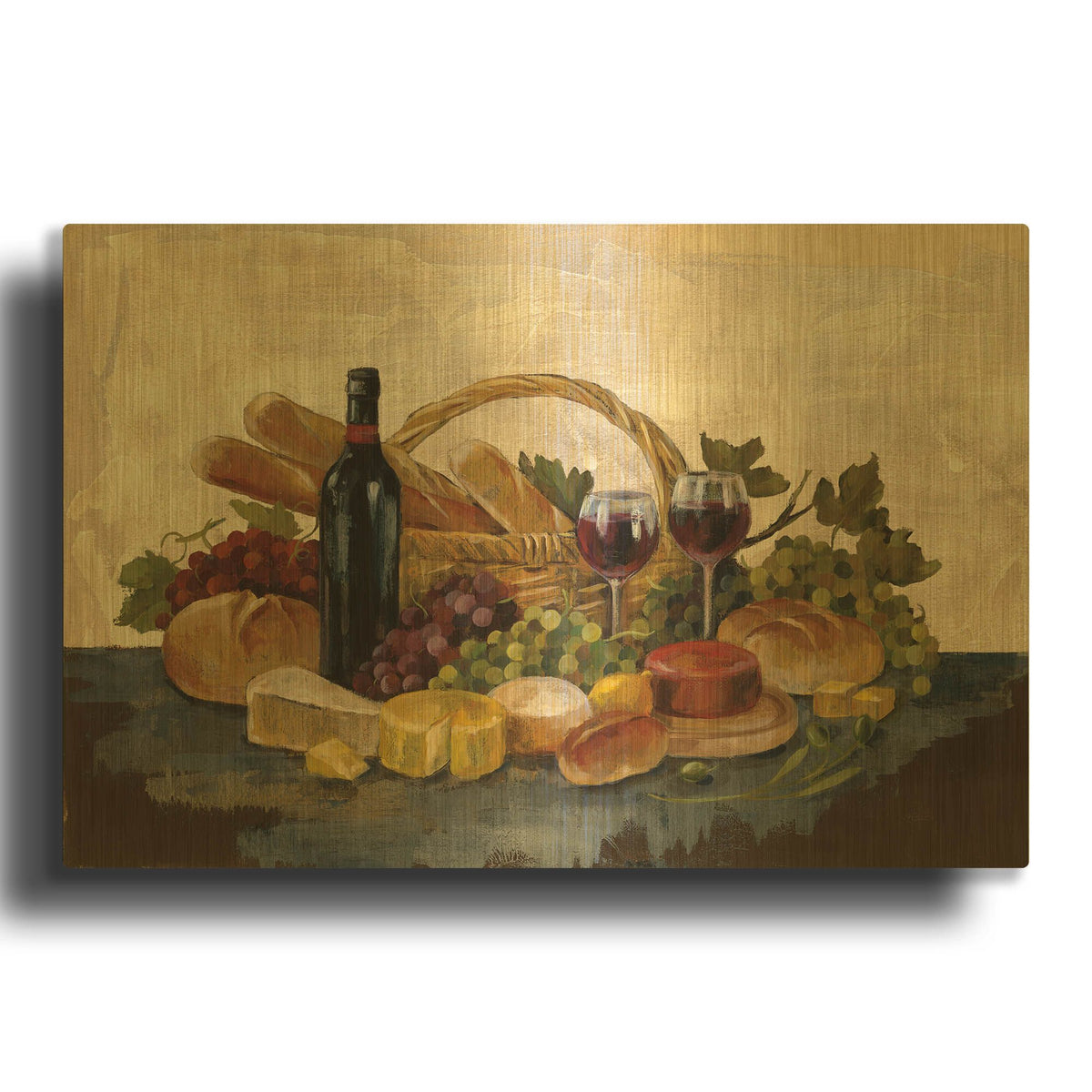 'Tuscan Evening Wine' By Silvia Vassileva Gold Metal Wall Art