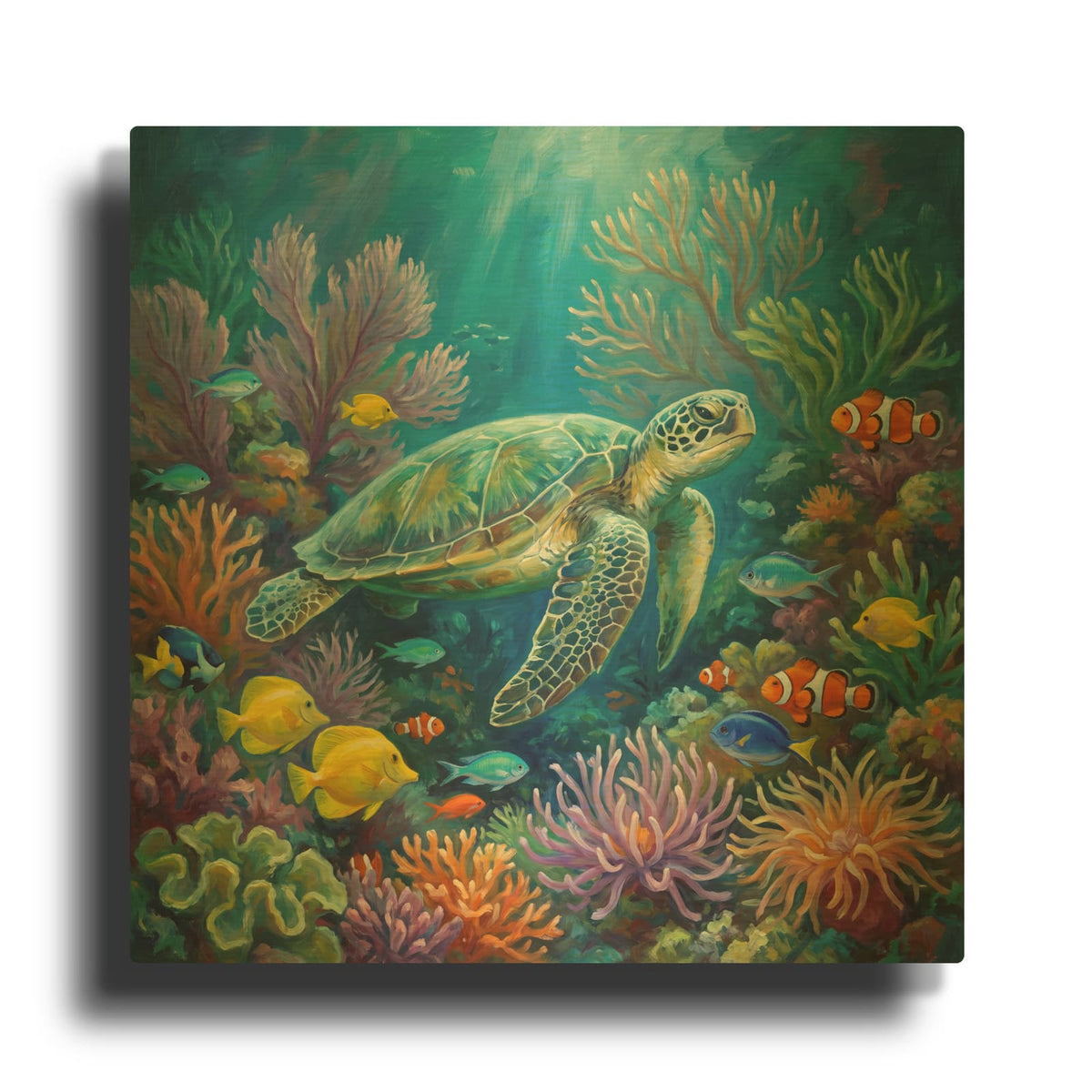 'Turtle's Paradise' By Veve Gold Metal Wall Art