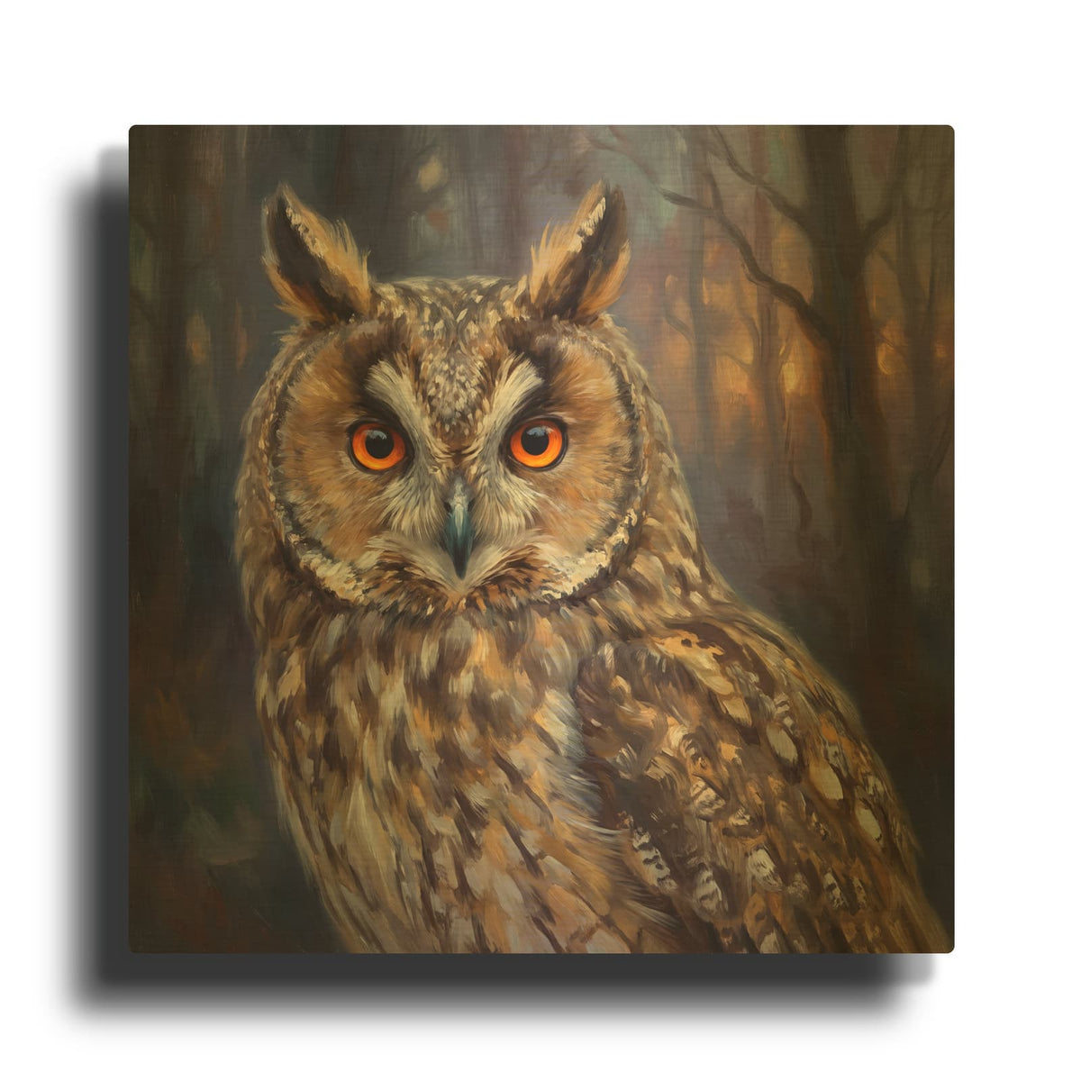 'Twilight Tufts Long Eared Owl at Dusk' By Veve Gold Metal Wall Art