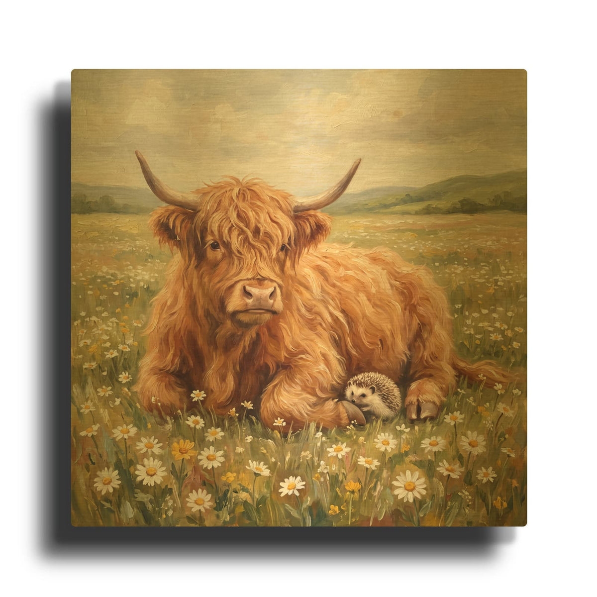 'Unexpected Friendship Highland Cuddle' By Veve Gold Metal Wall Art