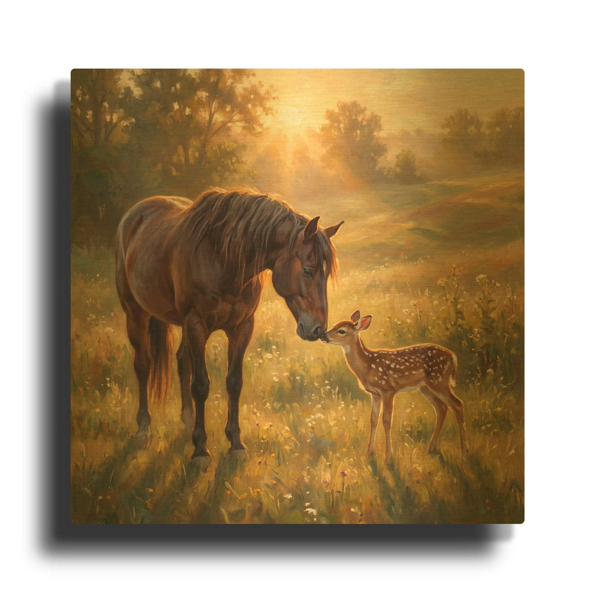 'Unexpected Friendship Nose to Nose' By Veve Gold Metal Wall Art
