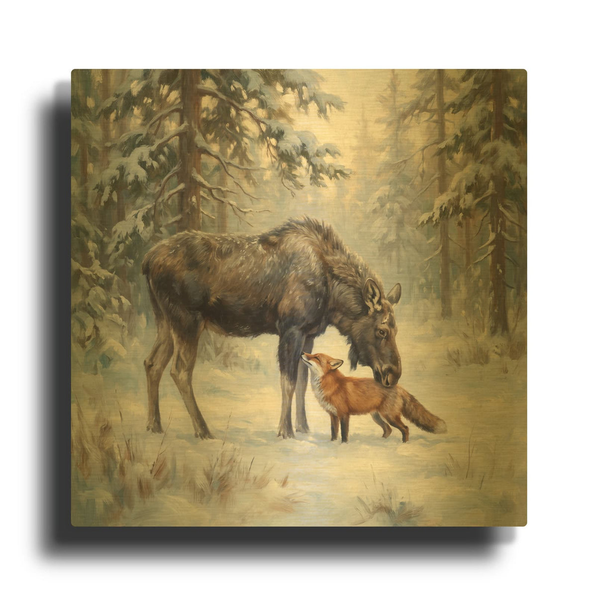 'Unexpected Friendship Winter's Warmth' By Veve Gold Metal Wall Art