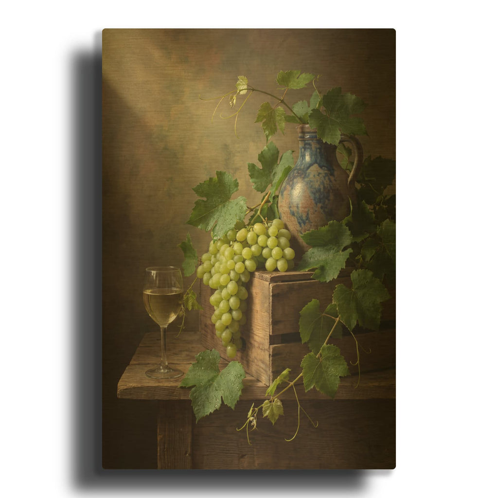 'Vin Blanc Harvest' By Veve Gold Metal Wall Art