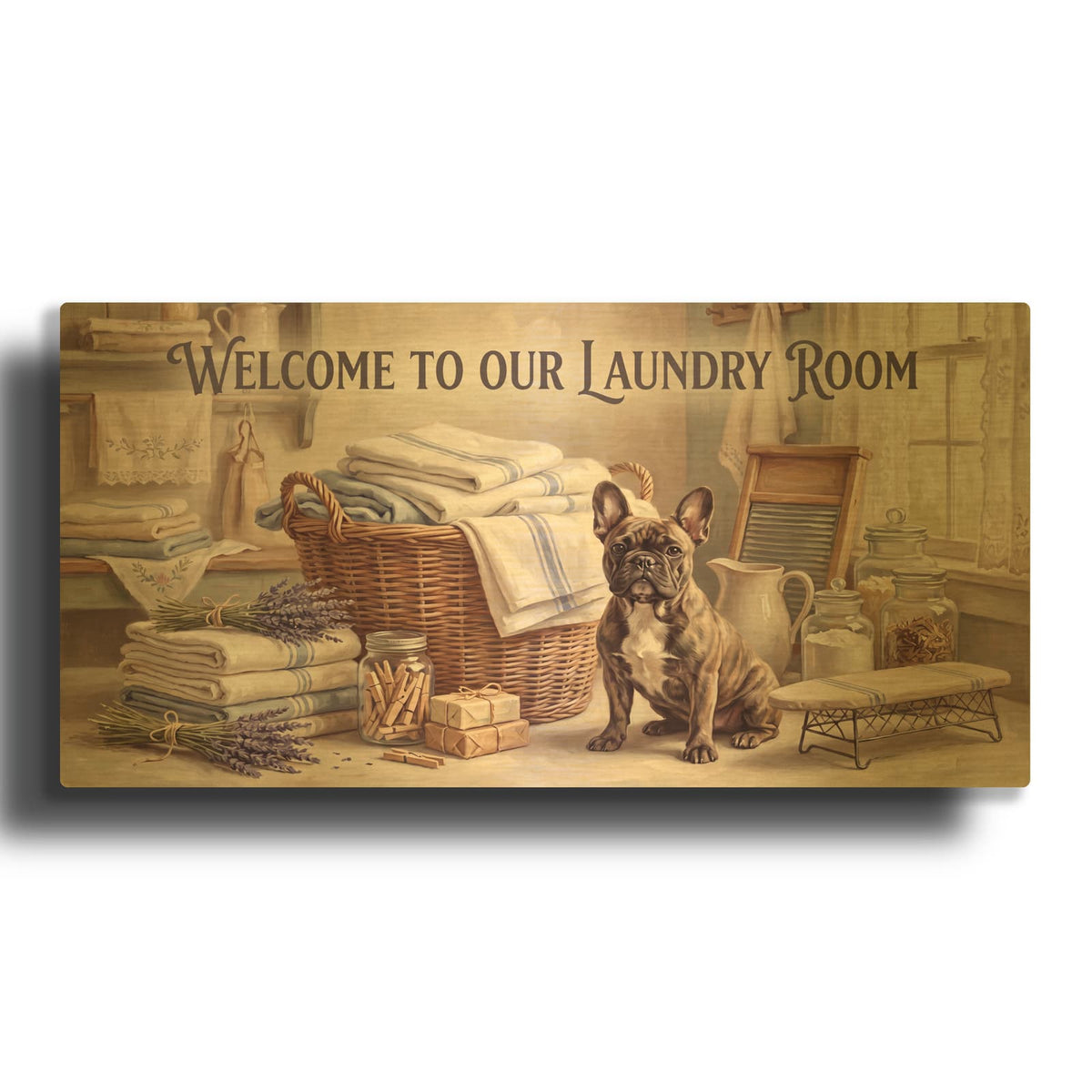 'Welcome to Our Laundry Room' By Veve Gold Metal Wall Art