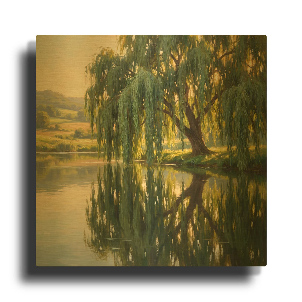 'Willow by the Water' By Veve Gold Metal Wall Art