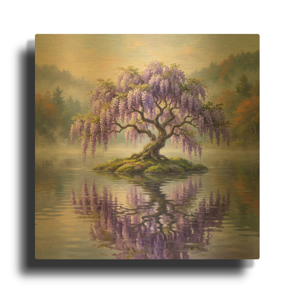 'Wisteria Reflections' By Veve Gold Metal Wall Art