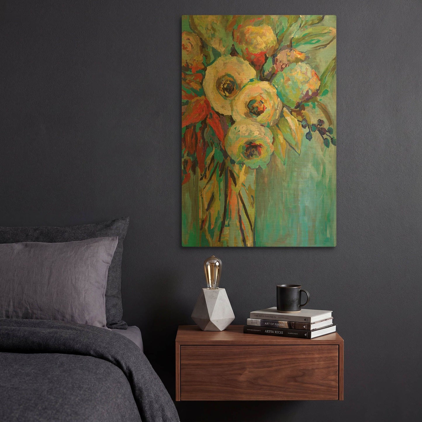 'Mod Floral' By Jeanette Vertentes Gold Metal Wall Art