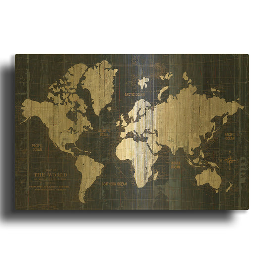 'Old World Map Blue' By Wild Apple Portfolio Gold Metal Wall Art