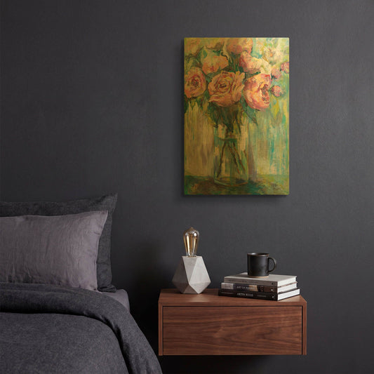 'Peony Play' By Jeanette Vertentes Gold Metal Wall Art