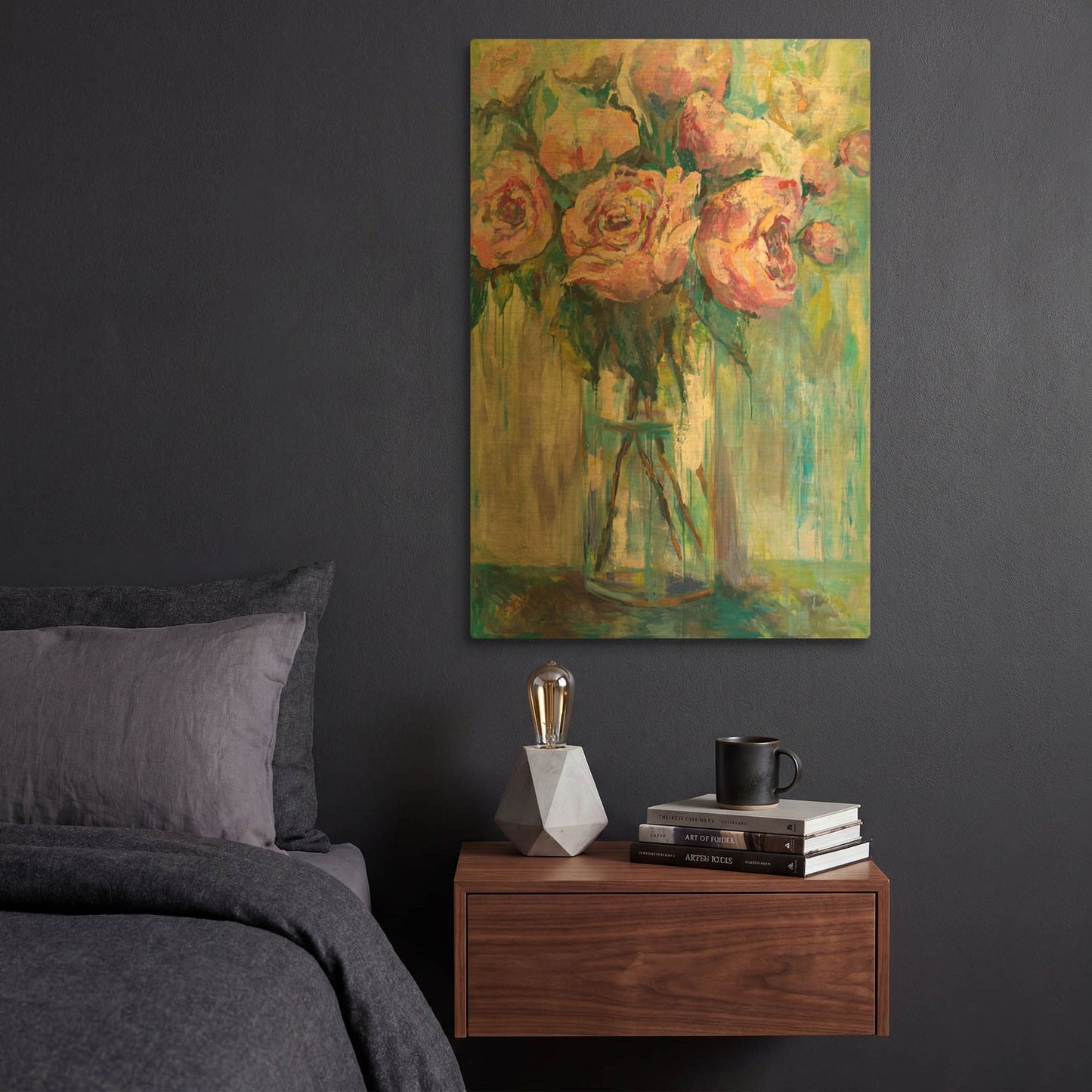 'Peony Play' By Jeanette Vertentes Gold Metal Wall Art